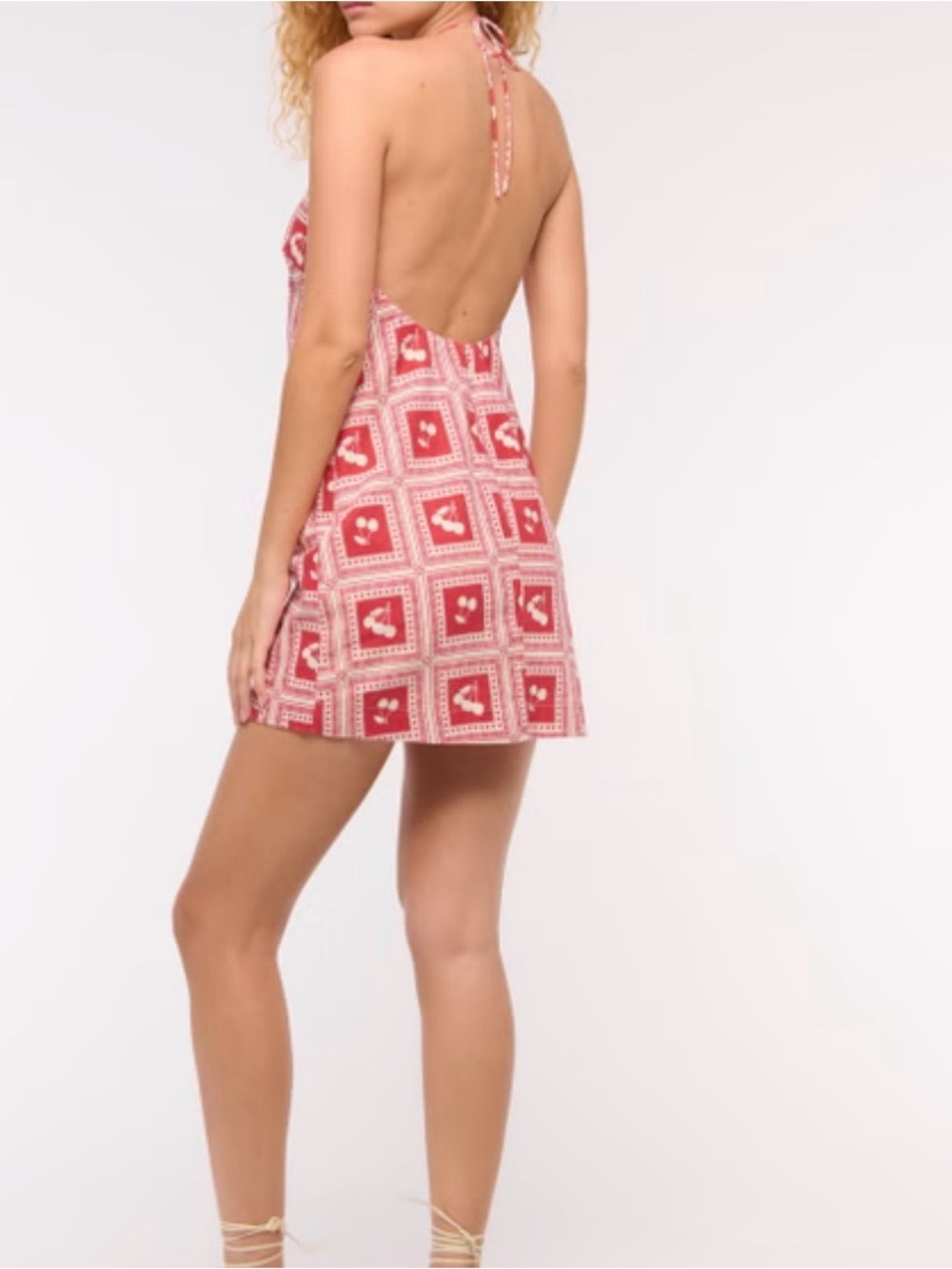 Abercrombie & Fitch Red Backless Halter Mini Dress